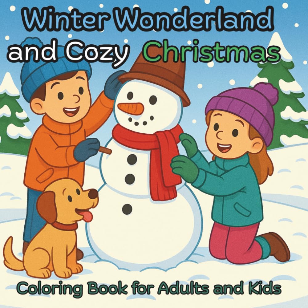 Winter Wonderland and Cozy Christmas Coloring Book For Adults and Kids: Featuring Festive, Large Print Illustrations for Adults, Seniors and Kids