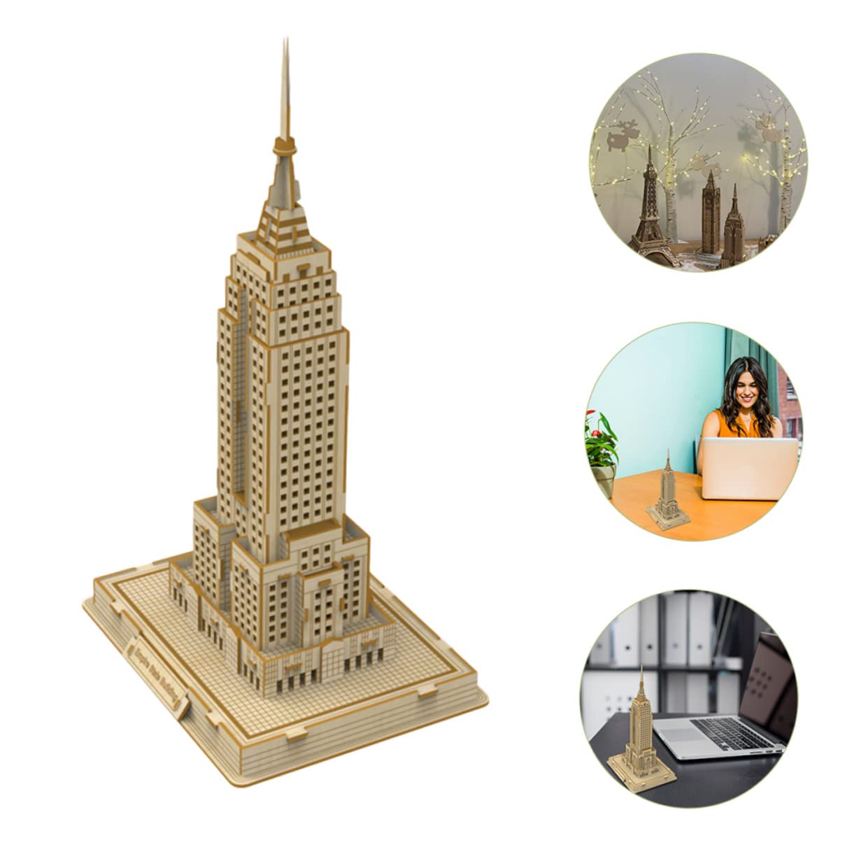 Abaodam Puzzle Éducatif 3D en Bois pour Garçon et Filles Assemblage DIY en Bois de Tilleul, Modèle de Gratte-Ciel Célèbre, Présent et Décoration Unique