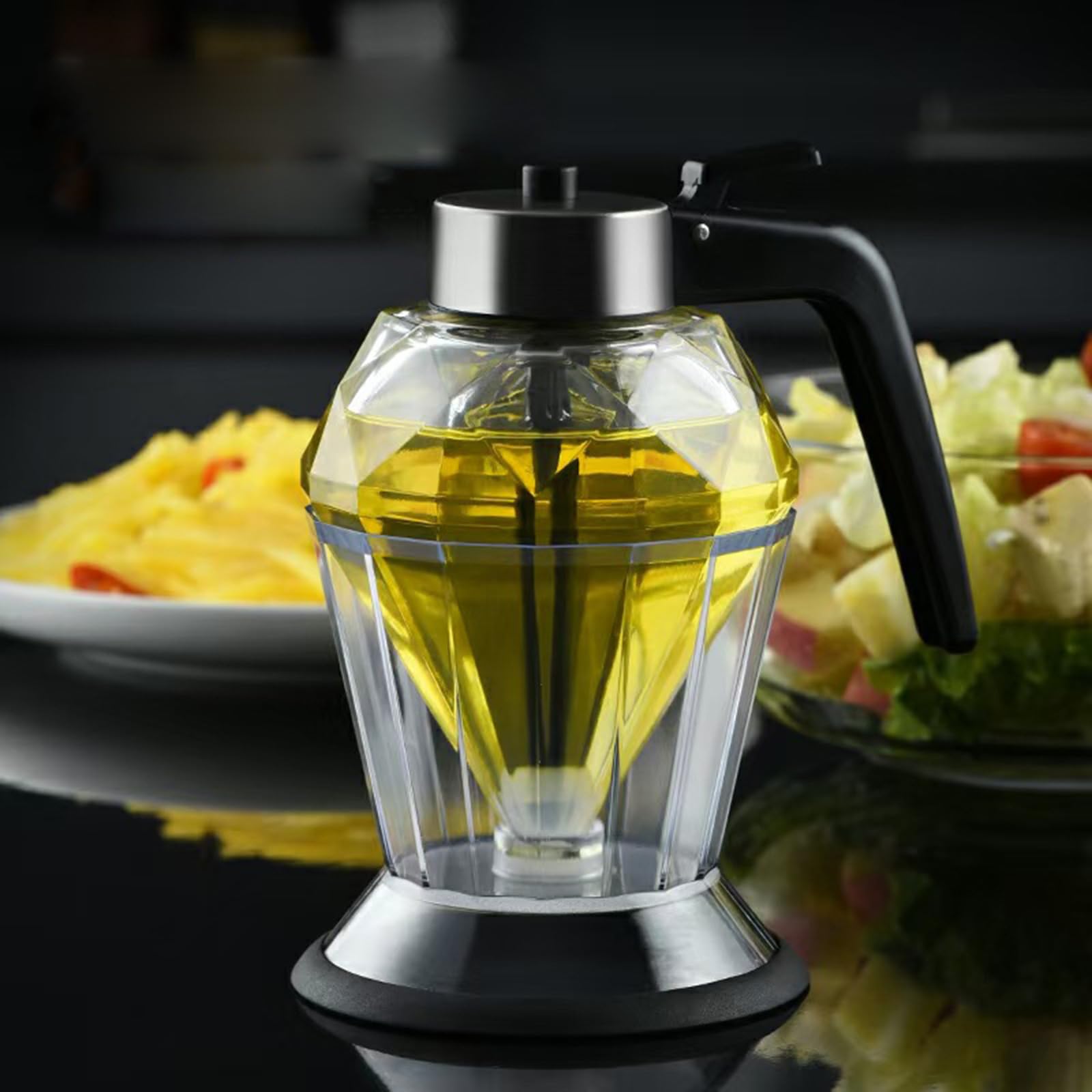 Dispenser per olio in bottiglia di olio in vetro Contenitori per olio in vetro a forma di diamante per gli appassionati di cucina