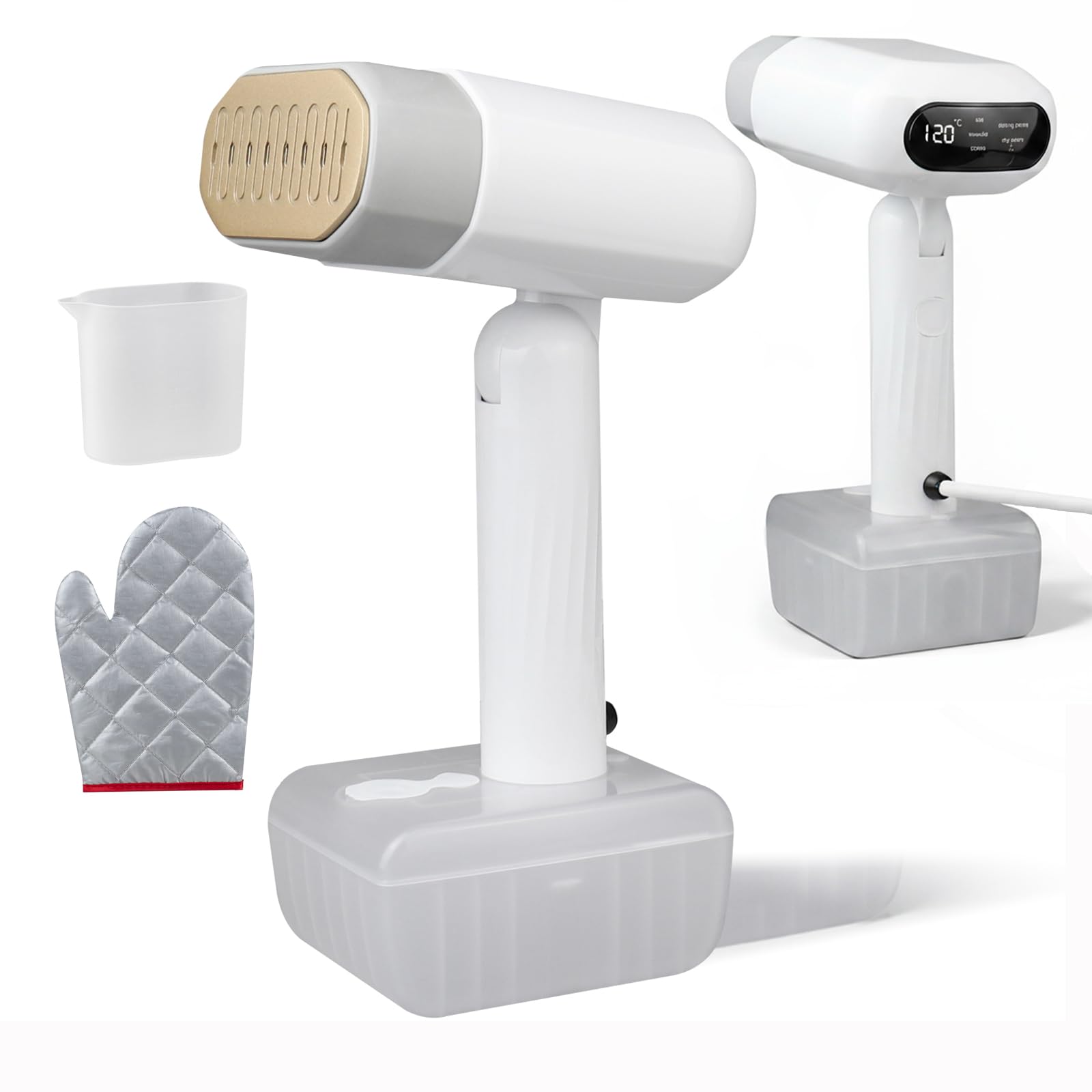 Plancha de Vapor 1800W Portátil, LED Steam Iron con 5 Niveles de Vapor Constante, Depósito 330ml, Elimina Arrugas Rápidamente, Incluye Guante Protector, para Hogar, Viajes y Oficina