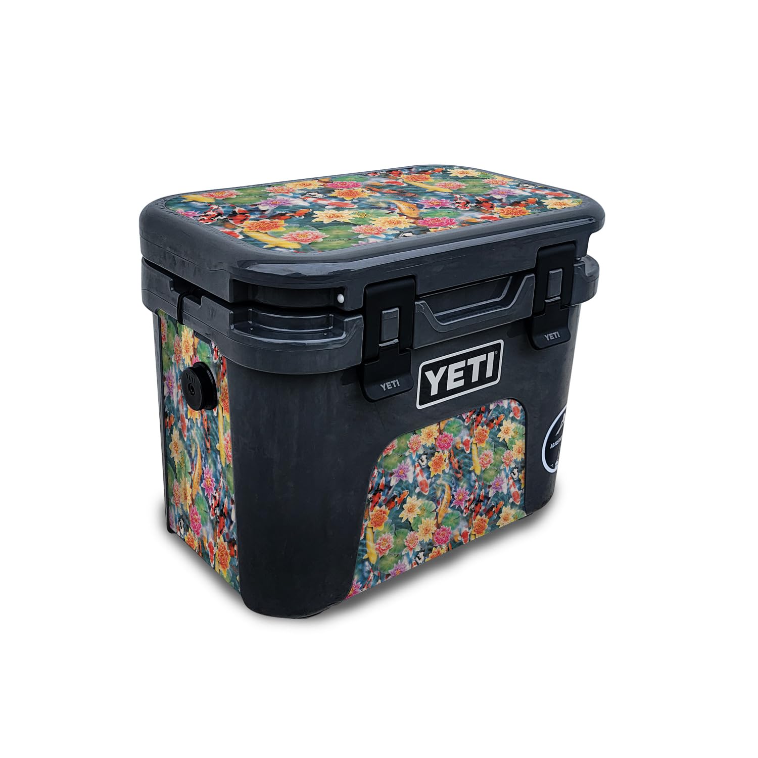 Carbon Fiber Skin Compatible with Yeti Roadie 15 Hard Cooler - Koi Pond - Premium 3M Vinyl Protective Wrap Decal Cover - Easy to Apply | Crafted in The USA by MightySkins