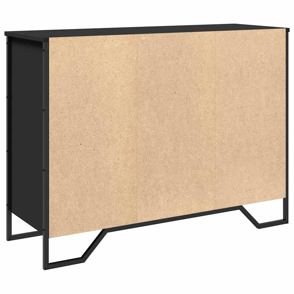 Credenza nera, 101 x 35,5 x 74,5 cm, in legno e gambe in metallo, moderna, per soggiorno, corridoio, ufficio, con spazio salvaspazio