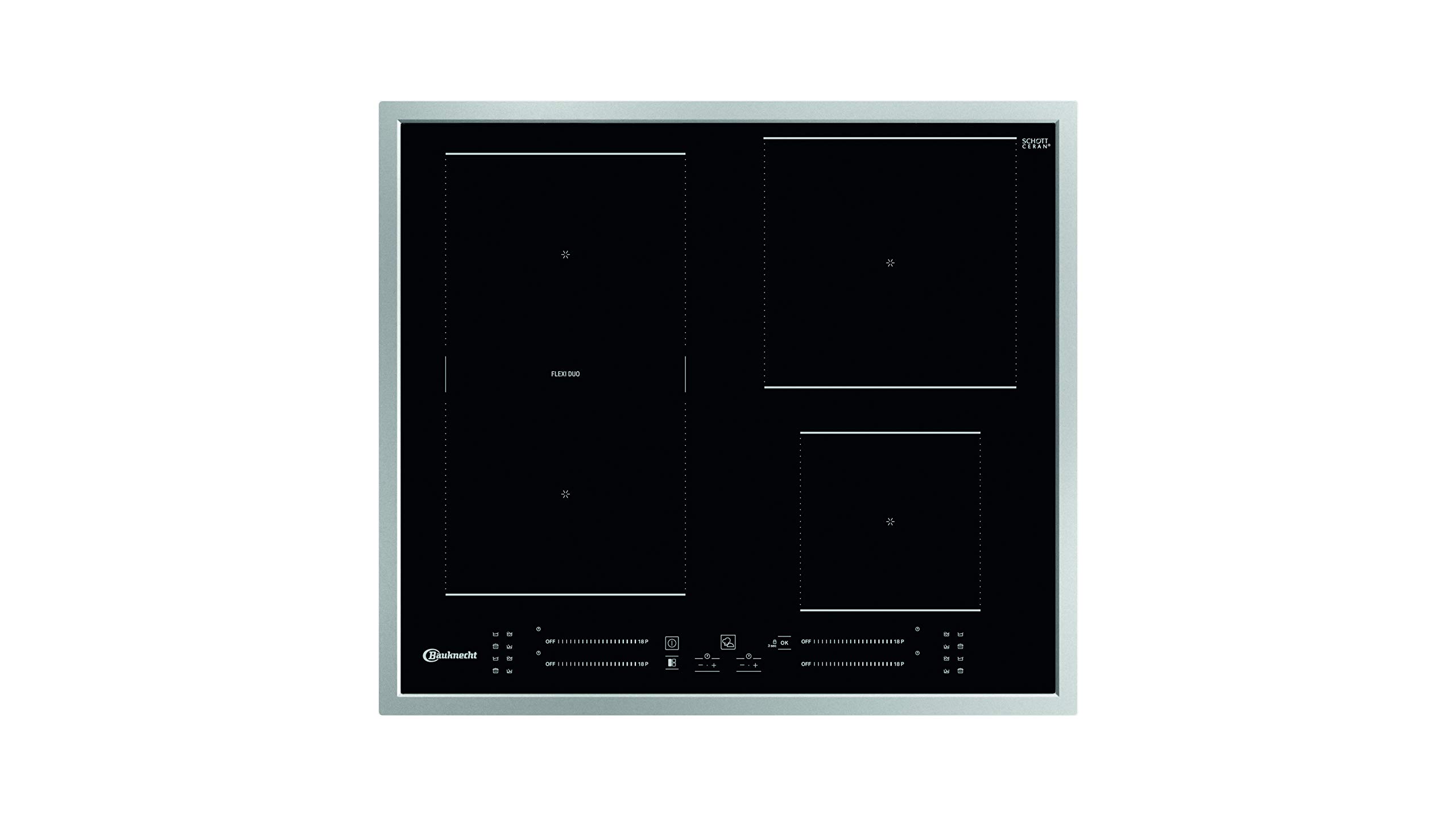 Bauknecht Plaque de cuisson à induction BS 7160C FT/Flexi Duo/Booster/Direct Access Touch Control/Indicateur de chaleur résiduelle/Cadre plat en acier inoxydable 50,7 x 67 x 54 cm