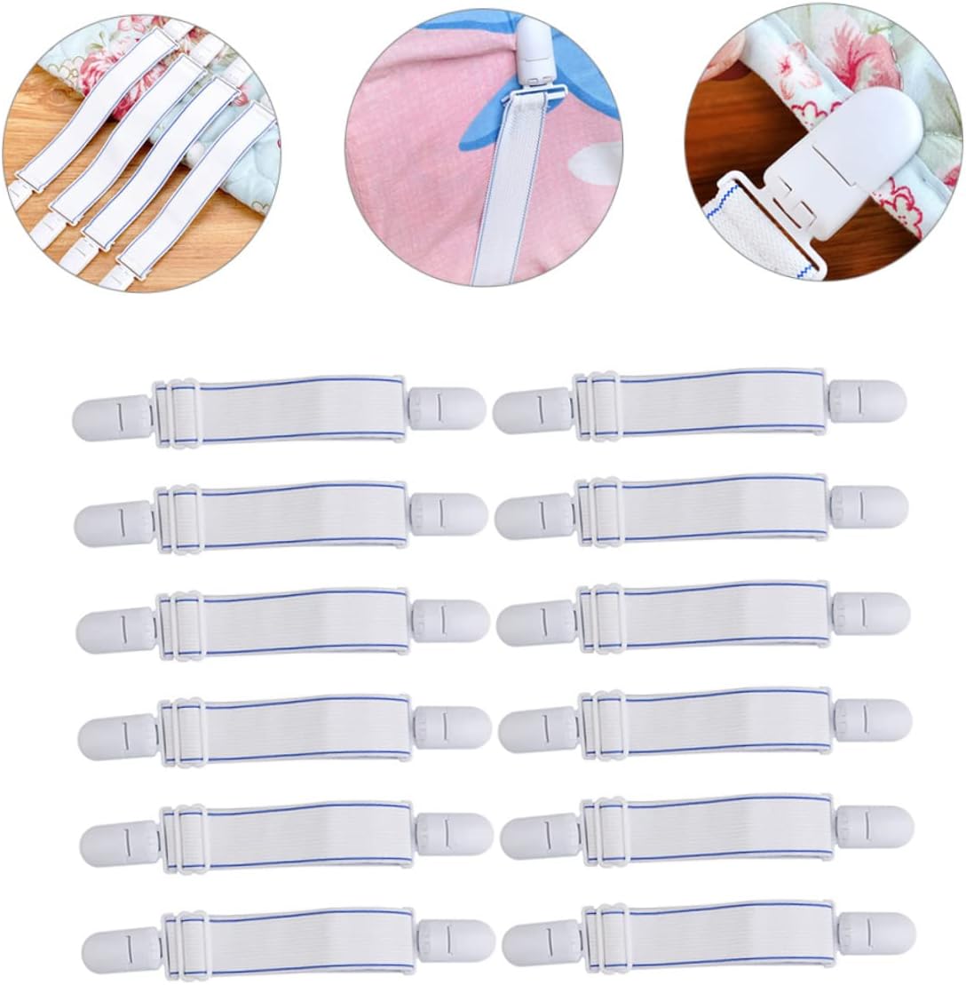 MAGICLULU 12pcs Bed Sheet Straps Fasteners Clips for Securely Holding Fitted Flat Slip Mattress Grippers Easy to Use for Neat Bedding Setup