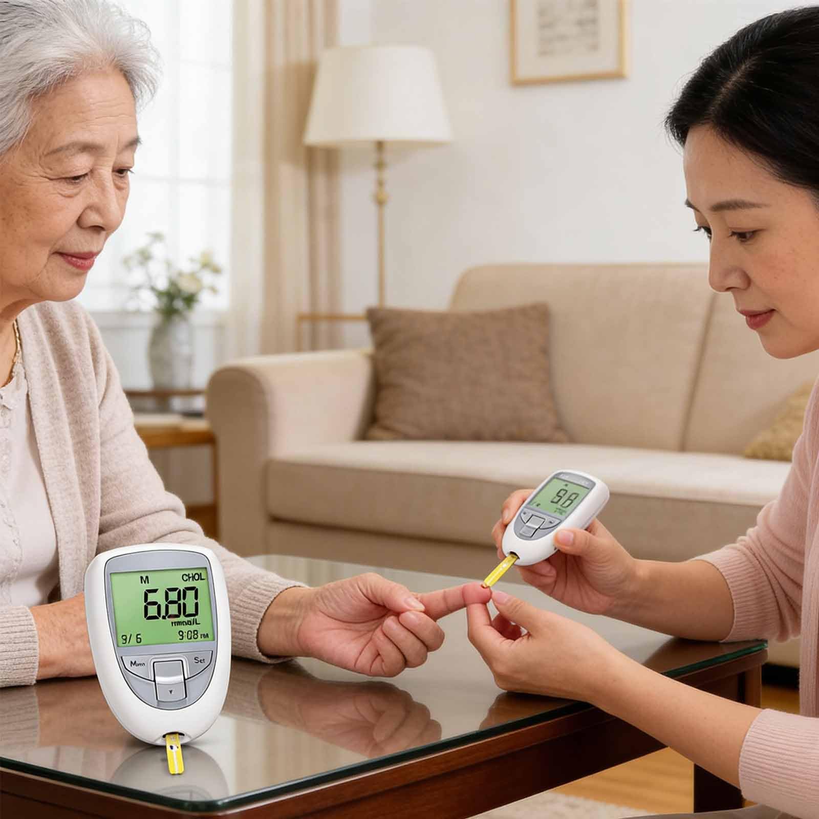 Kit Monitor glucosio Tester Multifunzione, Tester colesterolo Totale Acido urico glucosio con Display Intelligente, Facile da Usare e Veloce efficiente, memorizza 460 registrazioni e Riduce i Tempi