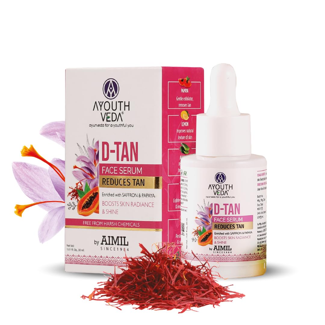 D-Tan Face Serum Enriched With Saffron & Papaya For Nourished Skin| Address sun damage and achieve a revitalized, Boosts Skin Radiance | For Men & Women| Effectively reduces tan 30ml