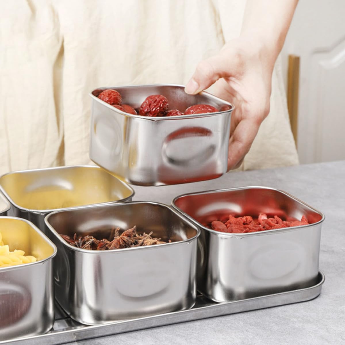 Alipis 1set Contenitori Per Condimenti Inossidabile Organizer Da Cucina Con Scomparti Per Spezie Design Pratico Per Risparmio Di Spazio e Conservazione Delle Erbe Aromatiche