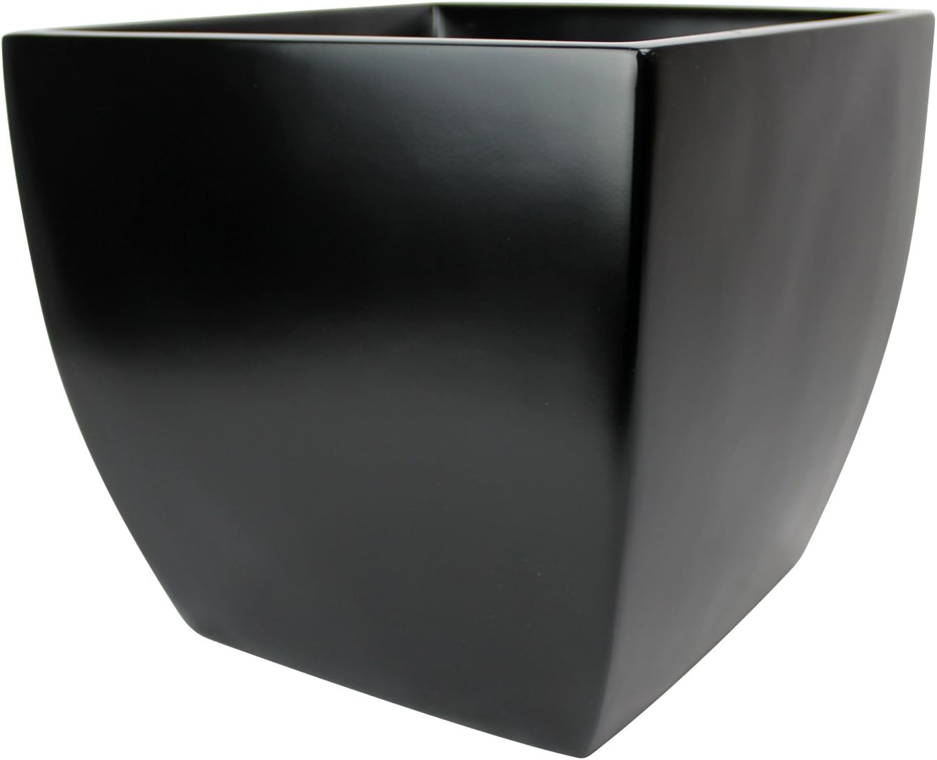 Stockholm Square Curved Fiberglass Planter (L:12 x W:12 x H:11, Matte Black)