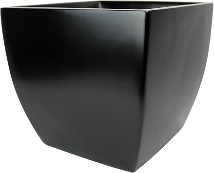 Stockholm Square Curved Fiberglass Planter L20" x W20" x H18.5", Matte Black