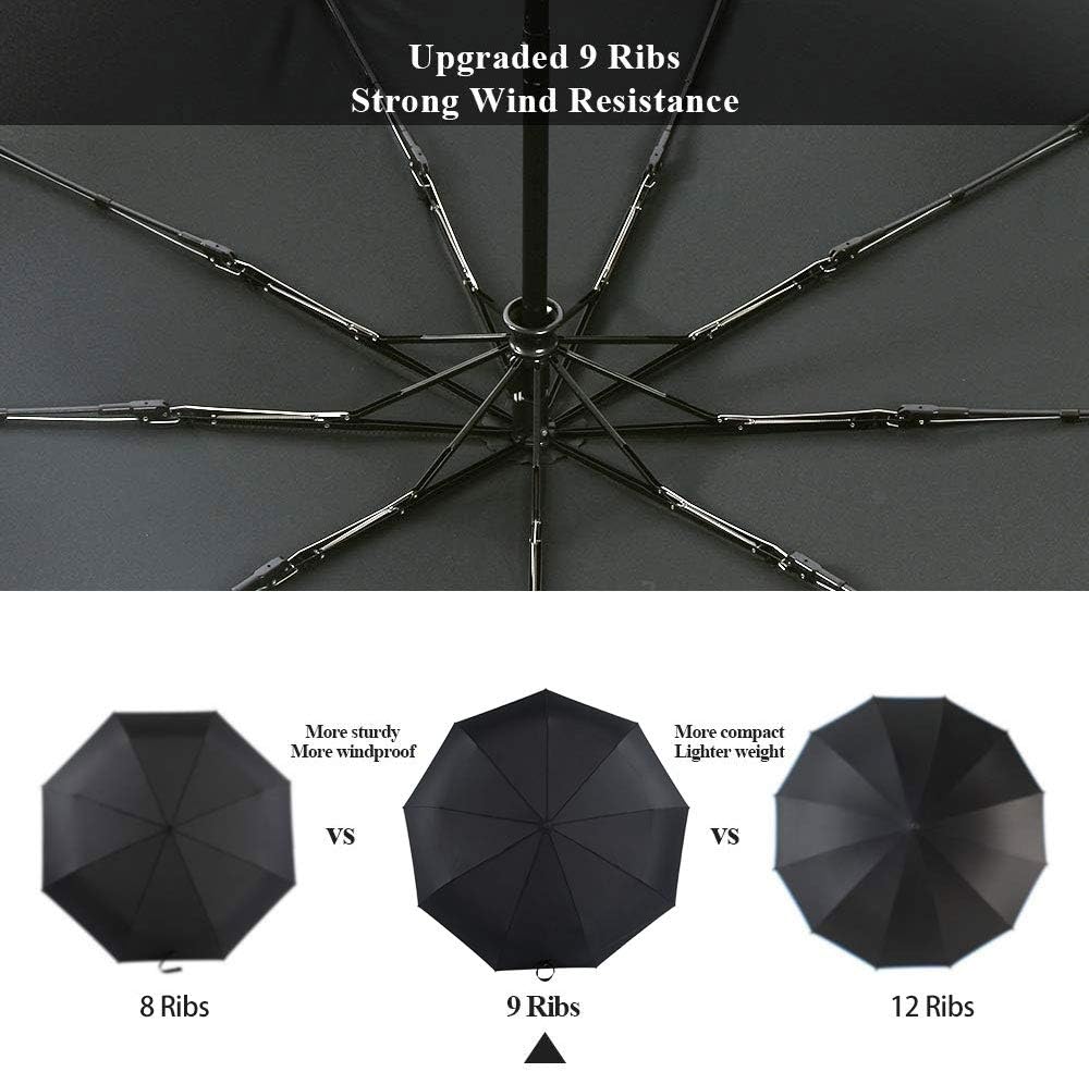 boy Windproof Travel Umbrella, Compact Umbrella Automatic Open Close, Upgraded 9 Ribs Reinforced Windproof Frame…