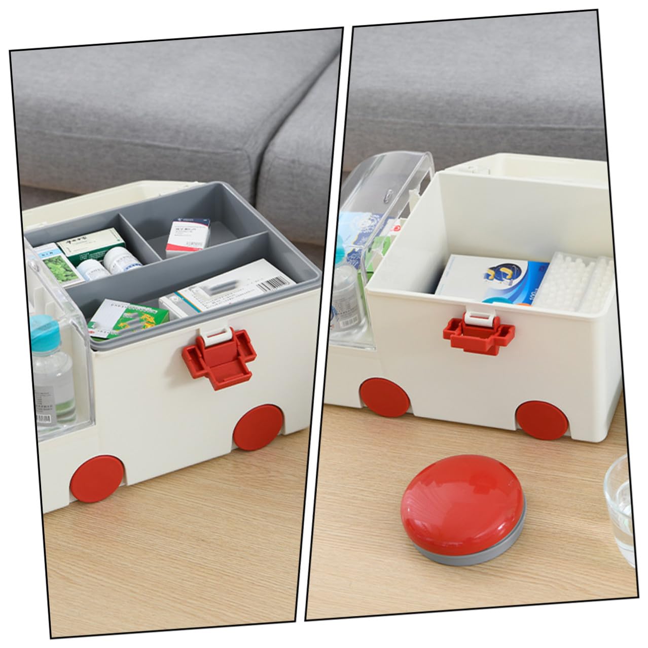 TOYANDONA Caja de Almacenamiento para Medicamentos Caja Primeros Auxilios Capacidad Grande PP As Asa Ergonómica Portátil Uso Viajes Exteriores