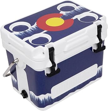 Mammoth Coolers Cruiser 20 Quart Rotomolded Hard Cooler, State Decal Wrap Collection, White, Heavy Duty Insulated Ice Chest