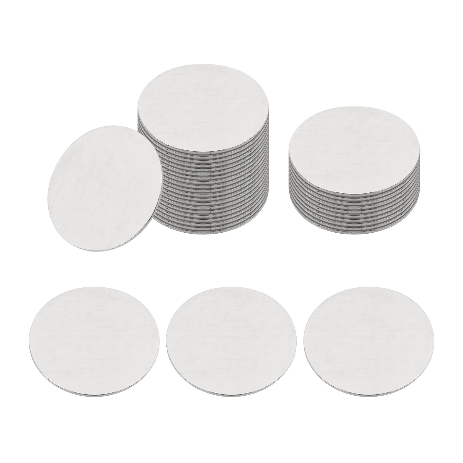 sourcing map 25mm Stainless Steel Disc, 100Pcs Metal Stamping Blanks Tags Circle Round Metal Plate Strike DIY for Laser Engraving Stamping Craft Name Tag Jewelry Making, (1mm Thick)