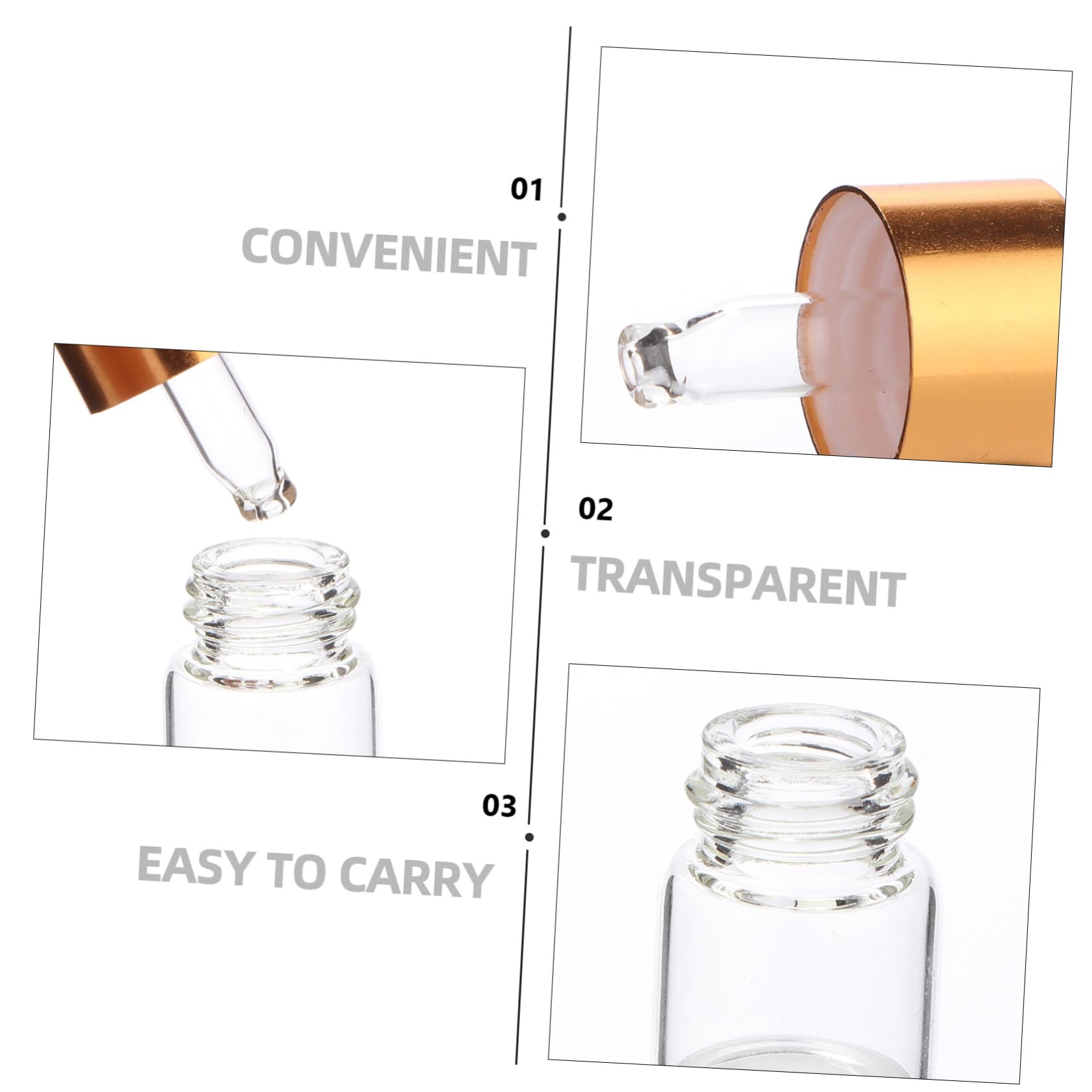 Gatuida Flacone Contagocce per Oli Essenziali 1ml in Vetro 100 Pezzi | Dosaggio Preciso, Ricaricabile e Portatile, per Liquidi e Profumo, per Viaggio D'affari e Famiglia