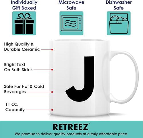 Miniatura 3 de Retreez Taza con monograma con monograma del alfabeto de la A a la Z, taza de café de cerámica de 11 onzas  Agradecimiento de graduación, regalos de