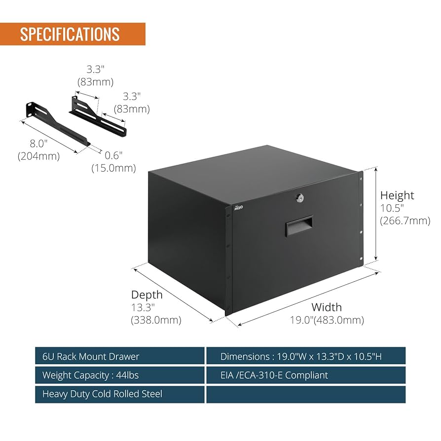 Amazon.com: Tecmojo 6U Rack Drawer,Rack Mount Drawer for