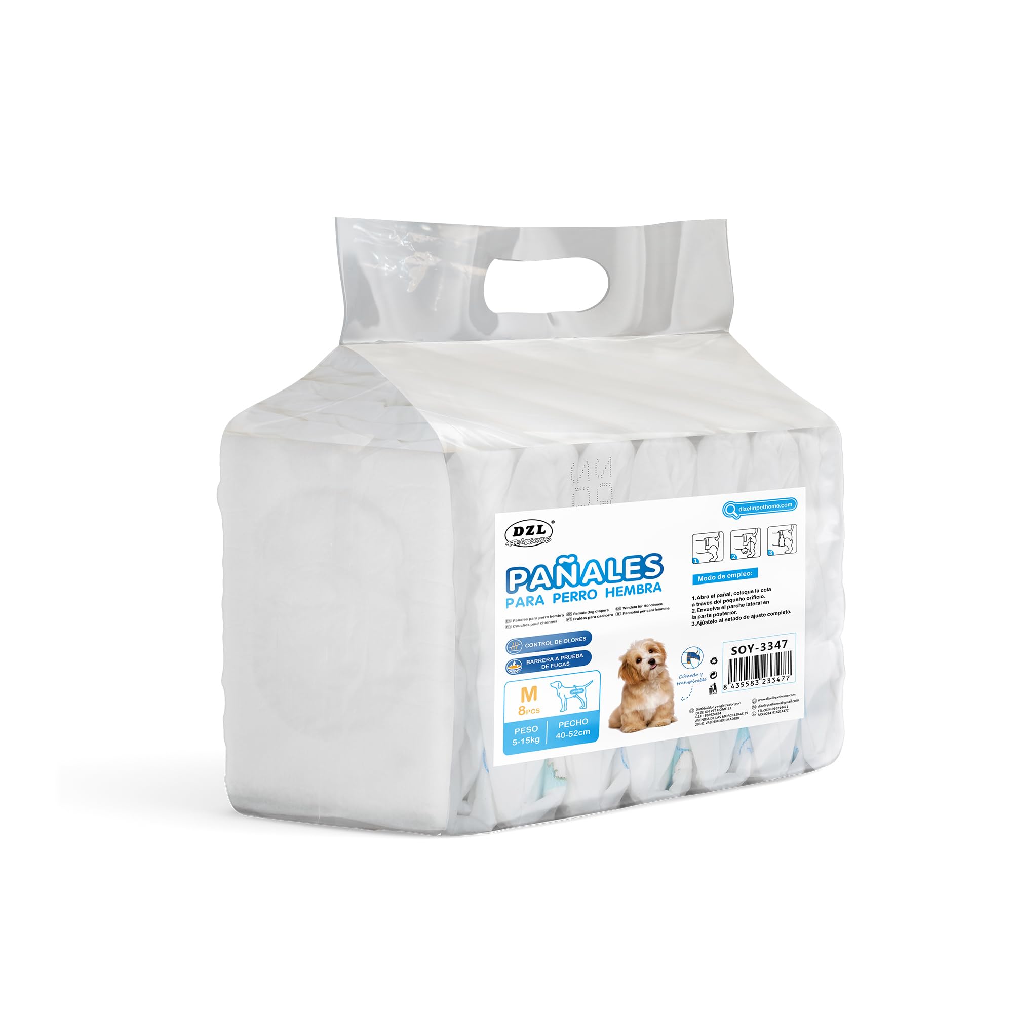 Pañales Desechables para Perro Pañales para Perros Sanitarios para Mascotas Bragas Higiénicas Suaves absorbentes (Hembra, M)