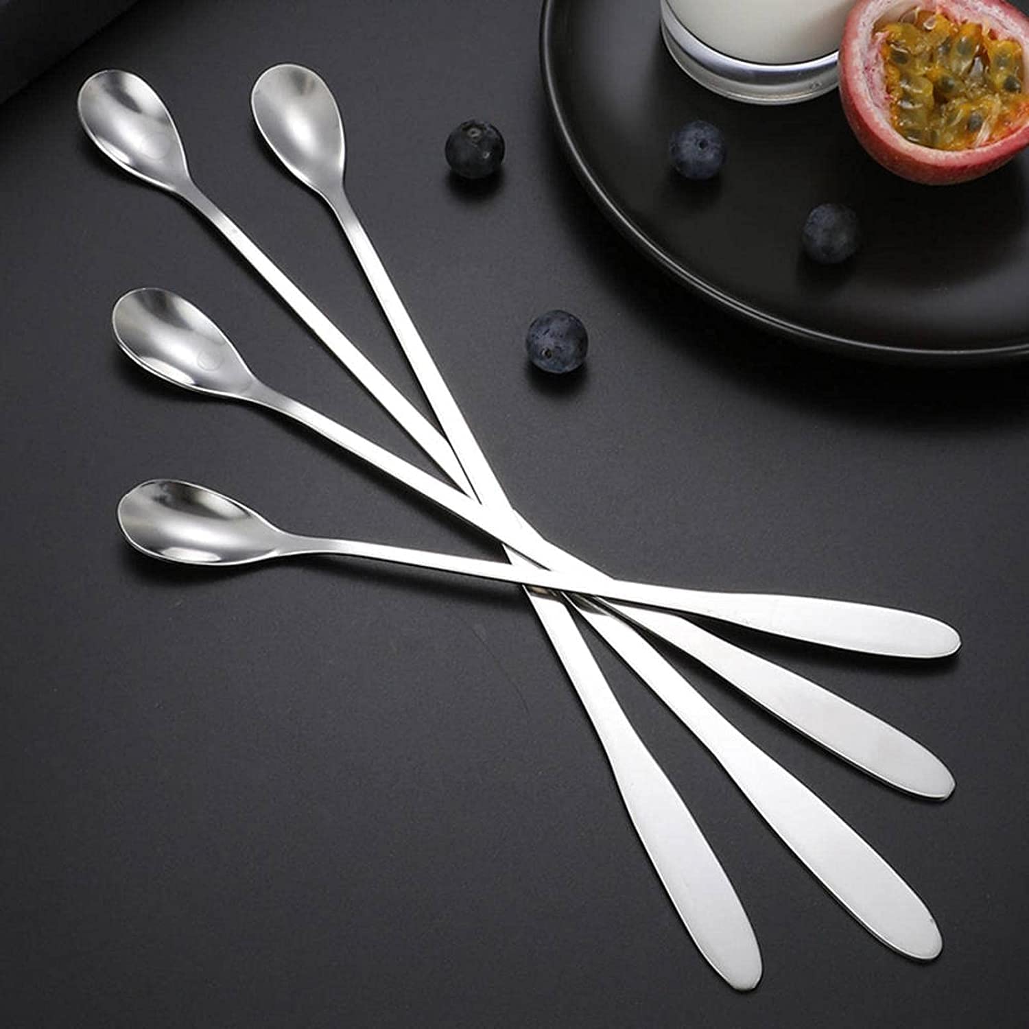 Kleine Löffel, Lange Griffe Edelstahl Kaffee Löffel Teelöffel Eisdessert Cocktail Rührer Löffel Barware Trinkwerkzeug Mokkalöffel(19 * 2cm)