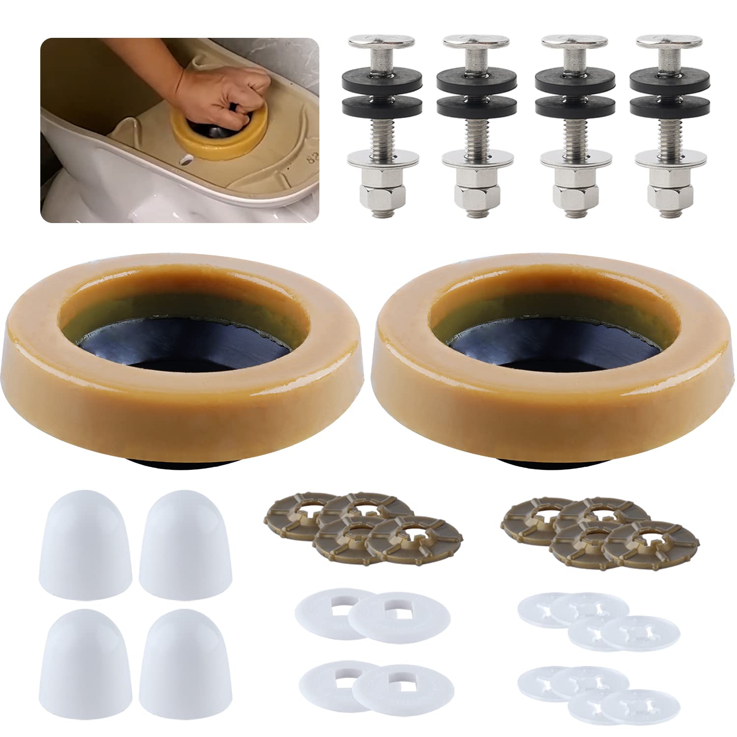 iFealClear 2 Sets Toilet Wax Ring Kit with Bolts
