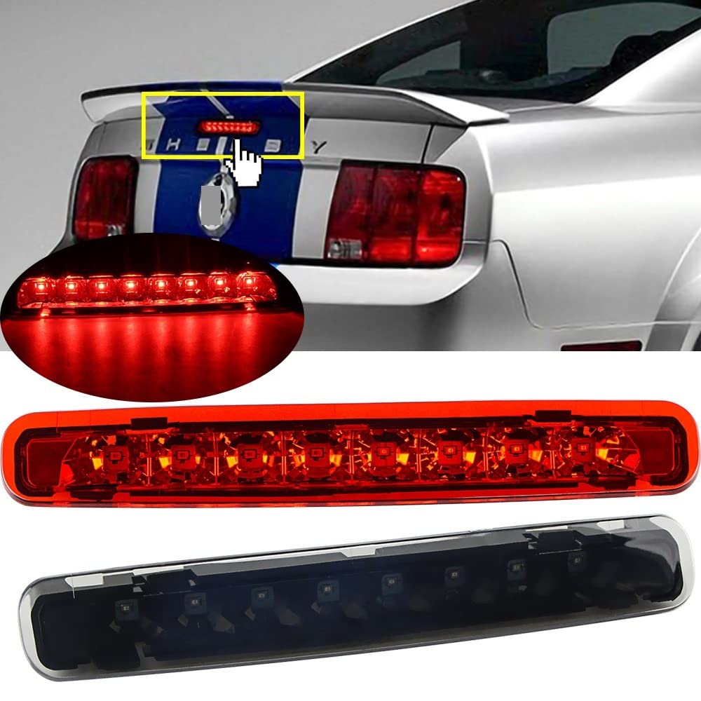 Fit For Ford Mustang 2005 2006 2007 2008 2009 Super Bright Rear High Mount Third 3rd Brake Light Smoke RED Lens 6R3Z13A613A (Color : 1pcs LED Smoke Lens)