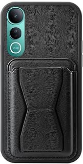 حافظة جلدية من اس ال ستور متوافقة مع فيفو V50 لايت من الجلد المقاوم للصدمات مع حامل مدمج من جلد البولي يوريثين لمظهر انيق وقبضة مريحة (اسود)