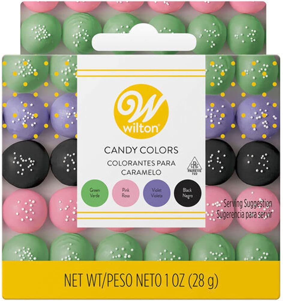 Wilton Candy Colors .25oz 4/PkgPink, Green, Violet & Black