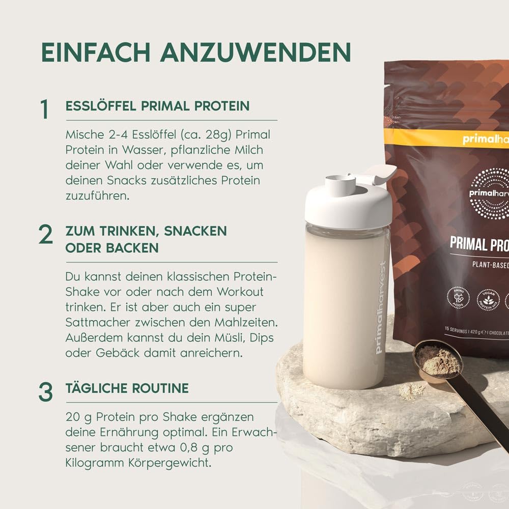 Primal Harvest Primal Protein Veganes Proteinpulver aus Fava-Bohnen Kichererbsen Reis 20 g Protein pro Portion 1 Pack 15 Servings