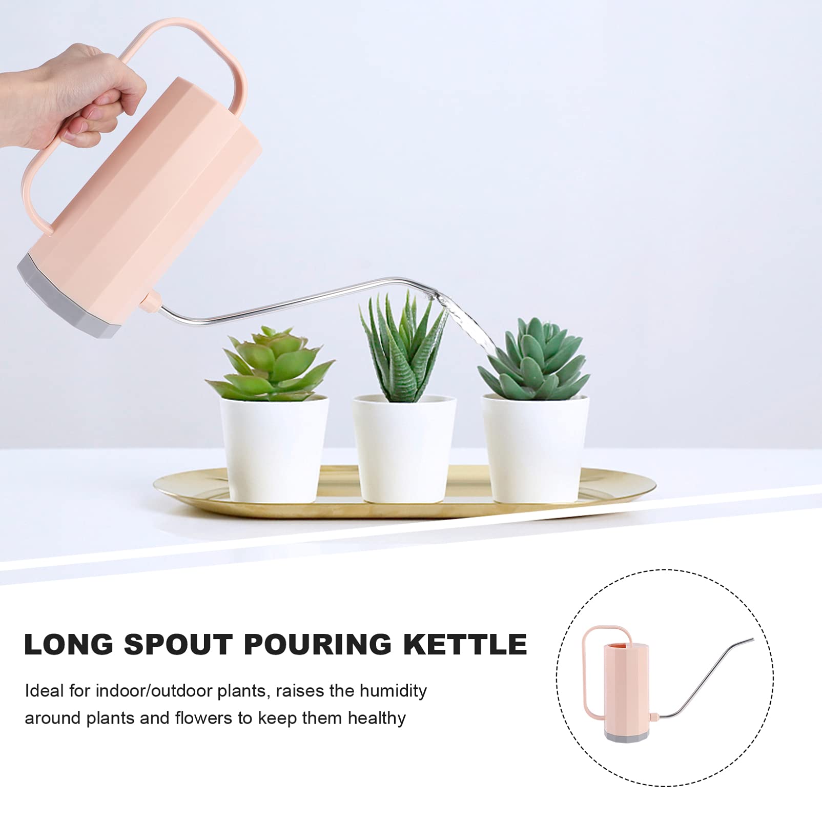 DOITOOL 1 arrosoir en plastique de 1200 ml, couleur bonbon, à long goulot, pour plantes d'intérieur et d'extérieur (rose)