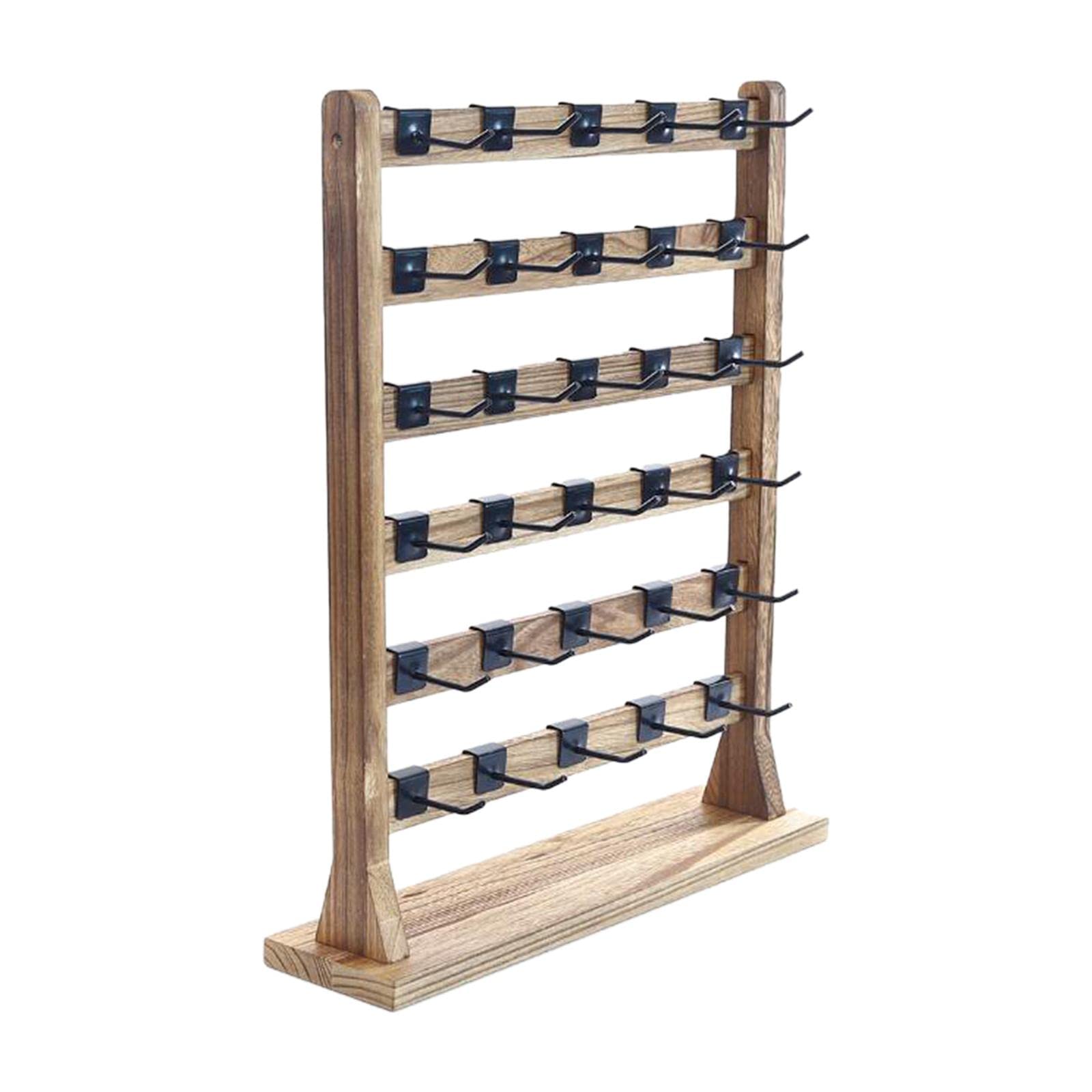 Amagogo Ohrring-Präsentationsständer aus Holz, abnehmbare Haken, 6-stöckig, Halskettenhalter, Schmuckregal, Ohrring-Kartenständer für Schrank, Desktop, B 6-stufig