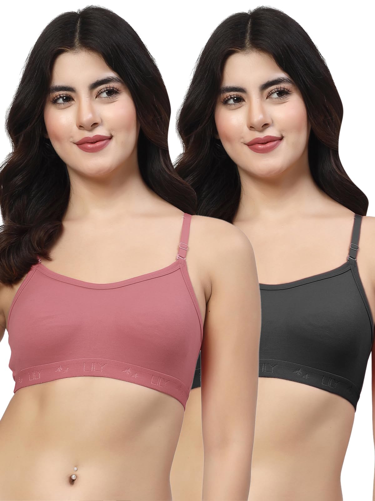 lily Carrot, Black Seamless Non Padded Sports Bra-picture-11