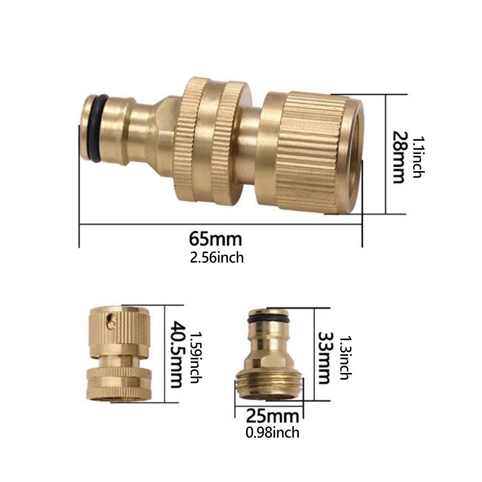 Qianly 4 Piezas Conectores de Manguera de Jardín Adaptadores Rápidos Latón Resistente Antigoteo Multifunción para Equipos de Riego Hogar Garaje