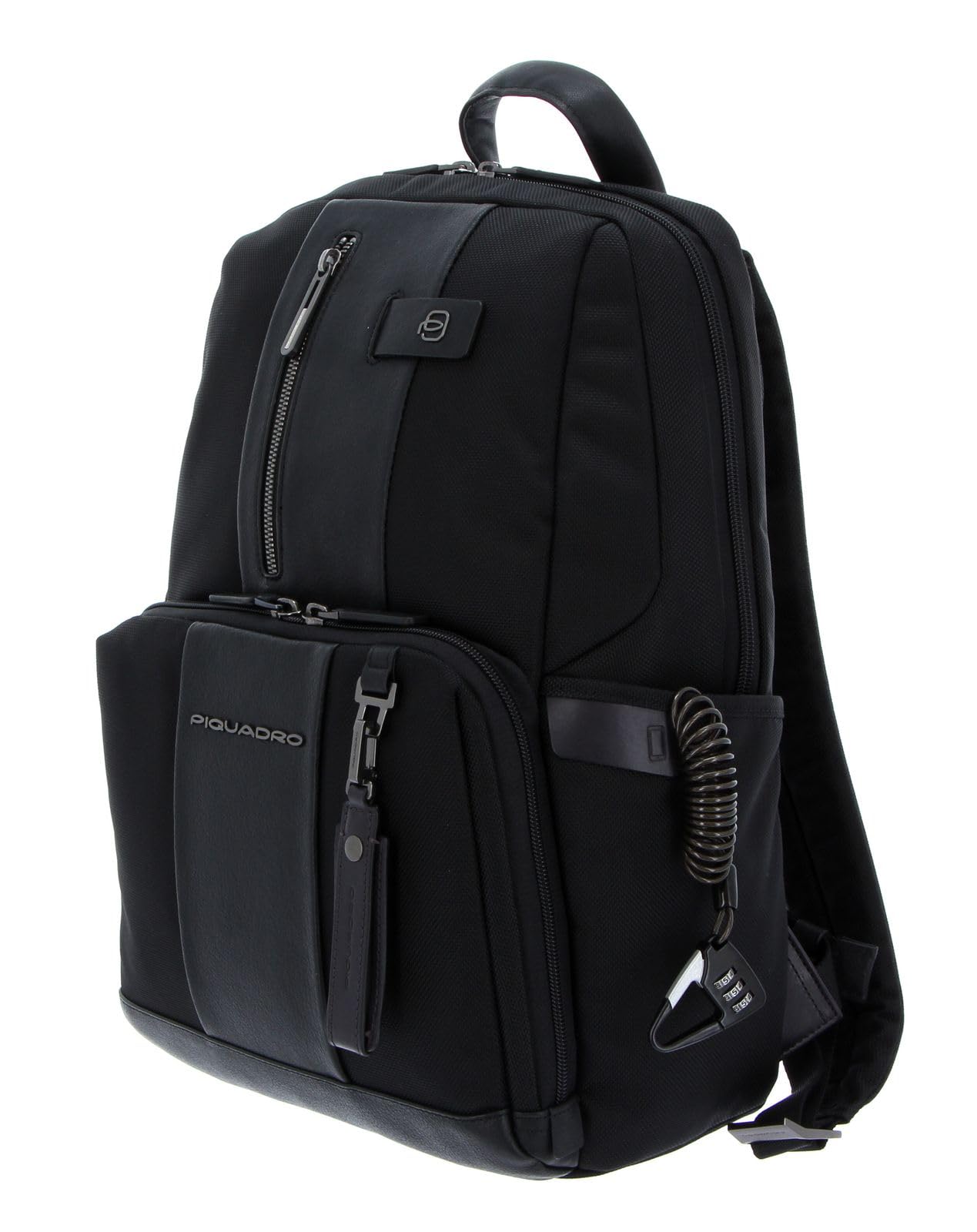 PIQUADRO Brief Zaino in pelle e tessuto porta PC 14" ad uno scompartoe schermatura RFID