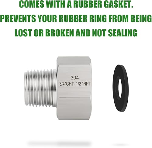 Miniatura 10 de TAISHER 2 adaptadores de manguera de jardín de acero inoxidable 304, conector de manguera de jardín macho de 34 pulgadas GHT macho x 34 pulgadas GHT