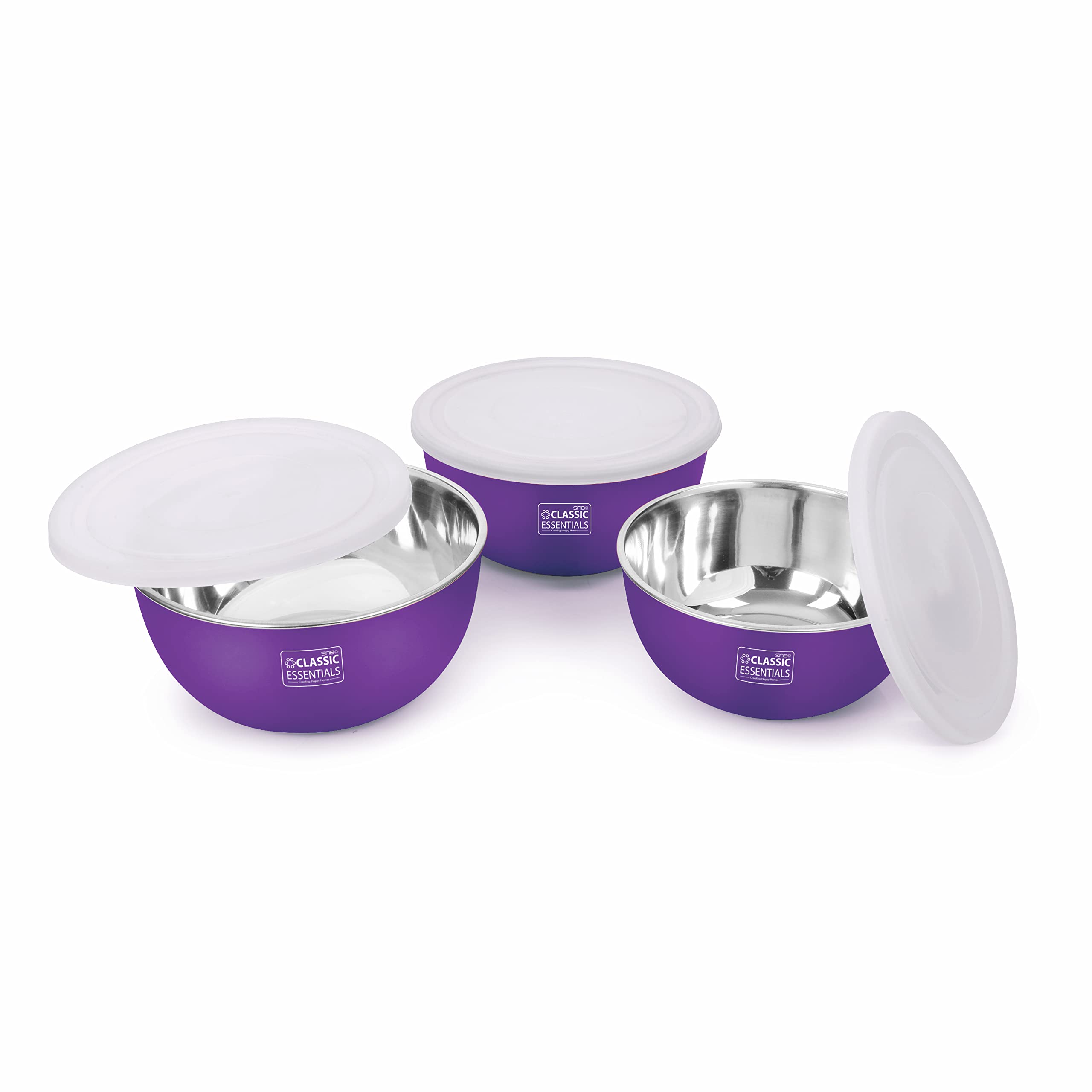 CLASSIC ESSENTIALS Stainless Steel Microwave Safe Mixing Bowls Set with Lid | Food Serving and Storage Containers | Scratch Resistant | Set of 3 (500 ml, 750 ml & 1250 ml) Blue (B0CGVK22M1) Amazon Price History, Amazon Price Tracker