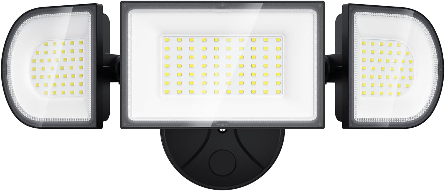 iMaihom 100W Flood Lights Outdoor, 9000LM Ultra Bright LED Flood Light Outdoor, 3 Adjustable Heads Security Lights, IP65 Waterproof Outside Flood Light, 6500K Floodlight for Yard Garage Court (Black)