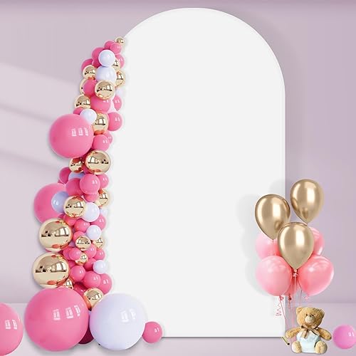 Miniatura 9 de Cubierta de telón de fondo de arco de elastano, cubierta de arco de 2 lados de 6.6 pies, cubierta de tela para telón de fondo redondo para ceremonia