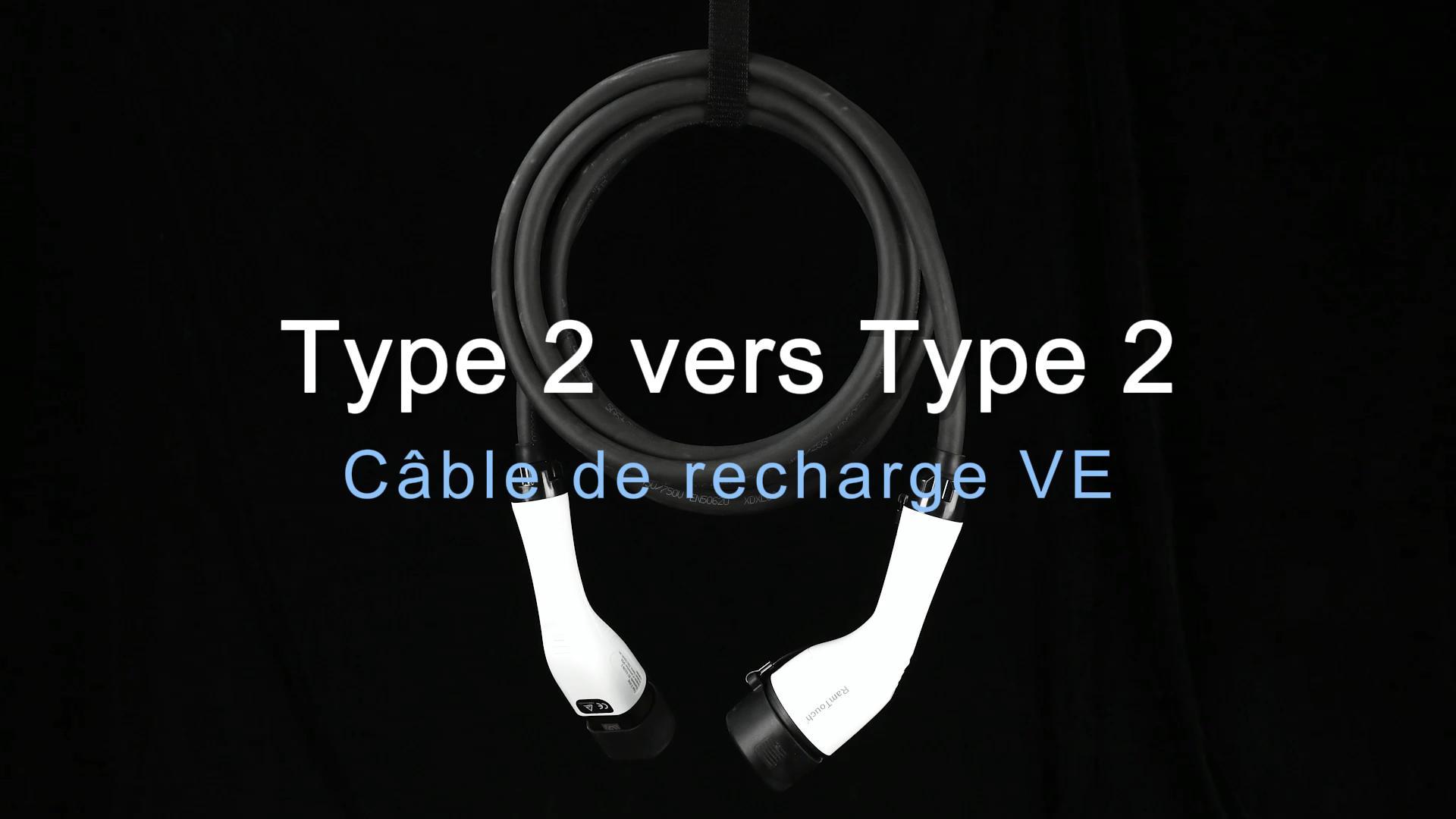 Rallonge De Charge Type 2 RamTouch 5 M - 32A, 7,4 KW, Monophasé - Compatible Tous Chargeurs Et Bornes VE, étanche IP55