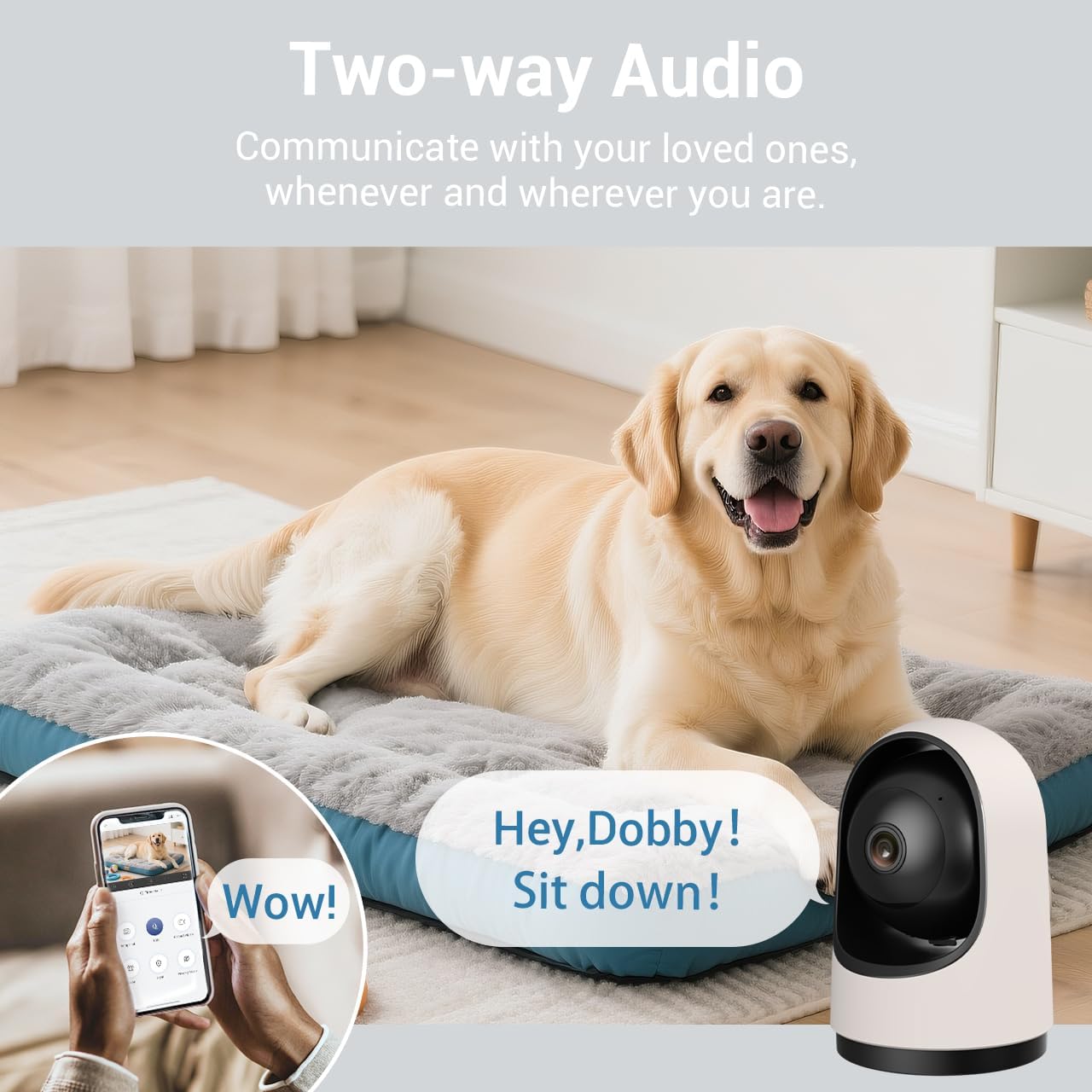 Smart Baby Security Camera, 360-Degree Indoor Camera with Motion Detection, 7×24H Recordings, Mobile App Control