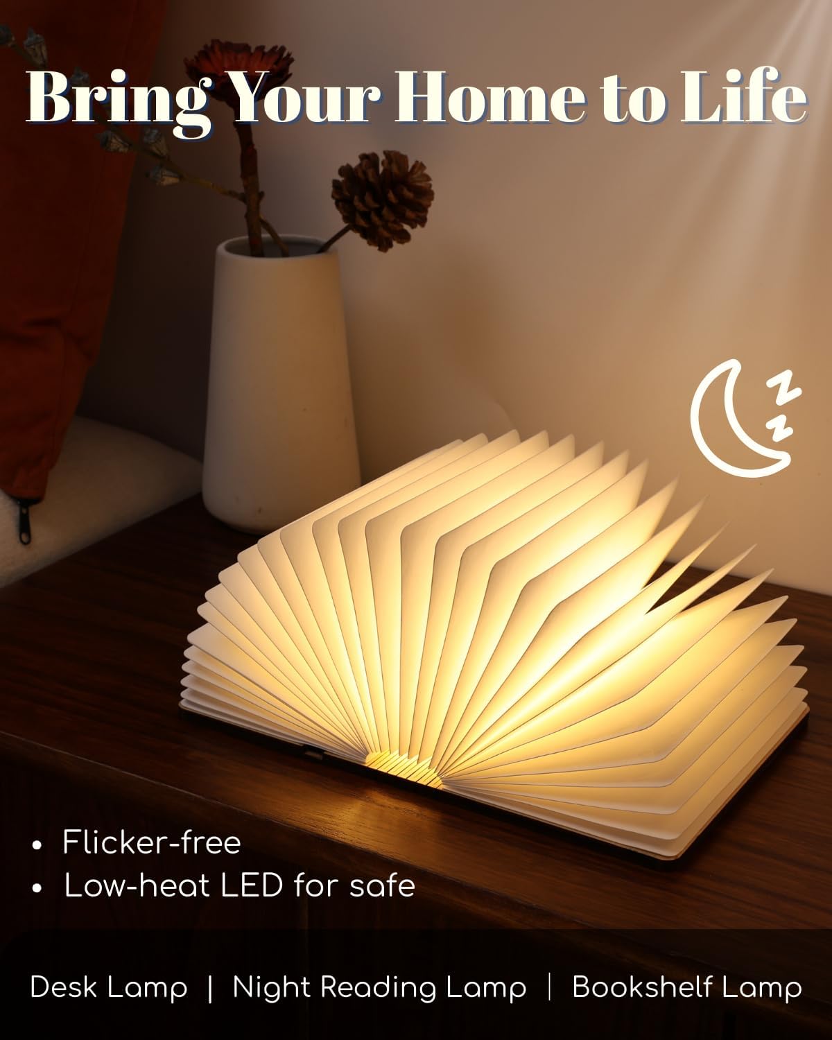 Folding Book Lamp with Engraved Letter A，Rechargeable Book Light for Home Decor,Travel,Paper Reading Light for Book Lovers & Letter Enthusiasts，Valentine's Day Gift