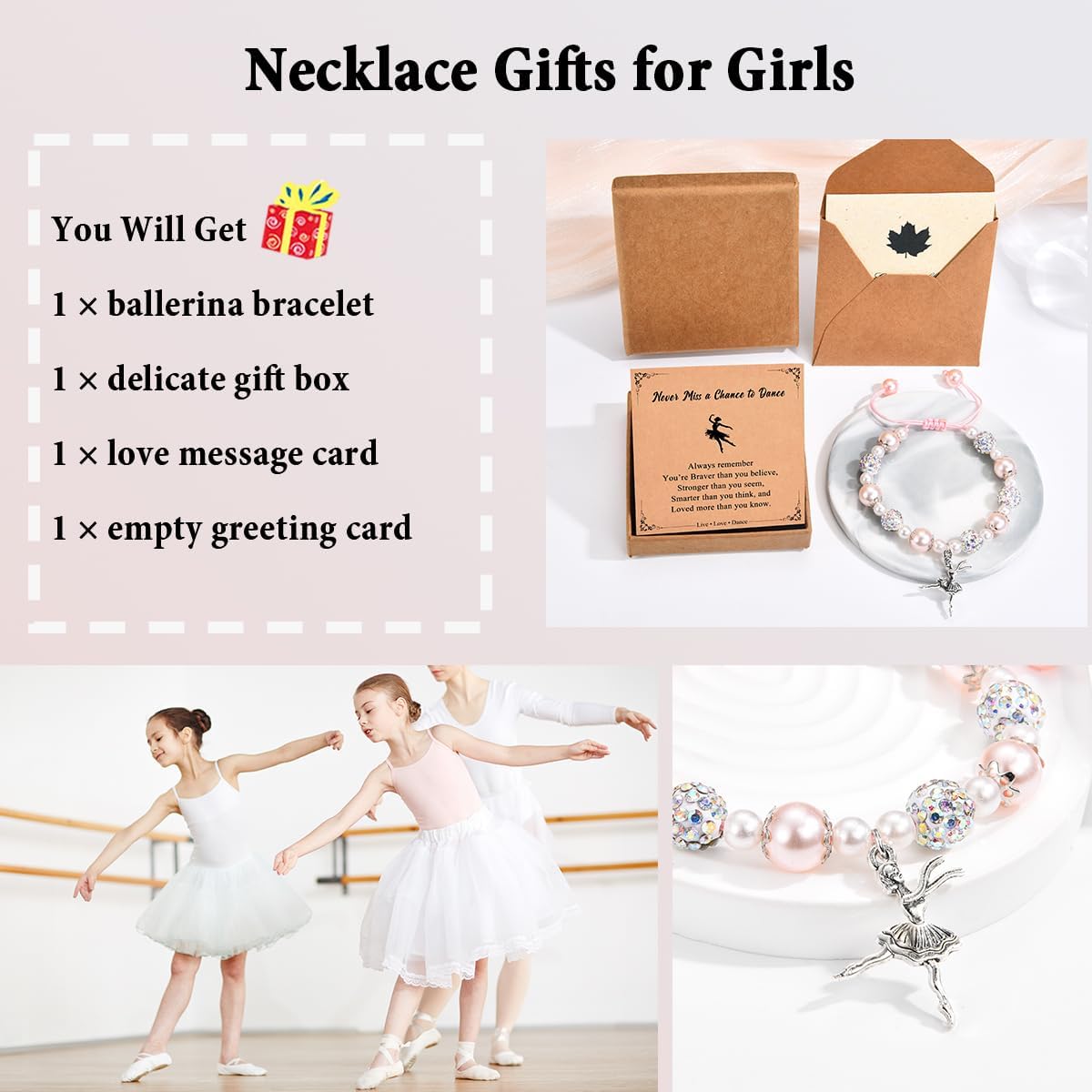 Dance Recital Gifts for Girls, Ballet Dancer Ballerina Bracelet Jewelry for Daughter Granddaughter Niece Friends Dance Team - Image 4