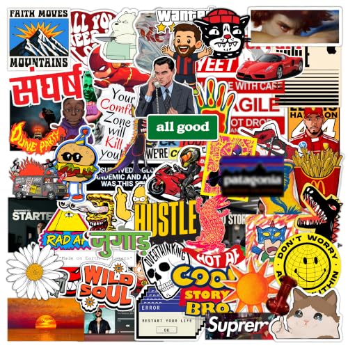 Image of CodersParadise Random Vinyl Sticker Pack of 63, Decorative Decals for Laptop, Water Bottle, Phone Case, Notebook, Journal, Scrapbook, Luggage, Helmet, Bike and DIY Craft Projects