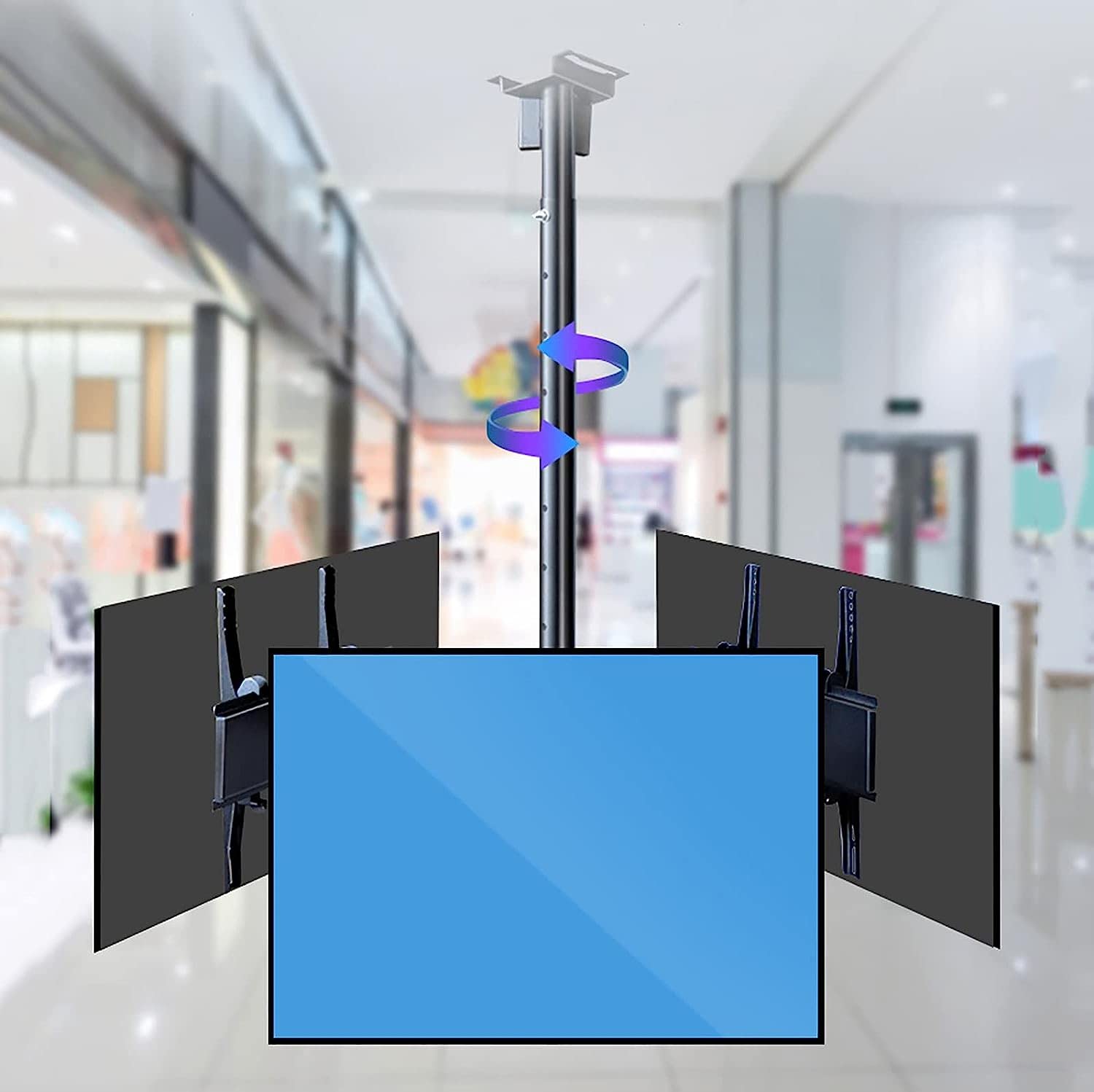 CGCSYZ TV Wall Mount Triple Sided Ceiling TV Mount, For 32-75 Inch Flat TVs Up To 150kg, Mount On Flat Roofs Or Sloping Ceilings, Multiple VESA Patterns TV Mount