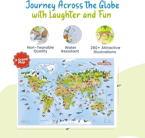 Miniatura 5 de Geografika Flash Cards Juego de mapas del mundo, recursos de aprendizaje y juegos educativos para niños y niñas, suministros de educación en casa y