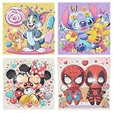 4 Packs Cartoon Diamond Art Kits for Kids,5D DIY Diamond Art Painting Kits for Kids Ages 4-8-12,Mosaic Kits Full Round Drills for Gifts and Home Wall Decor 6X6 Inch
