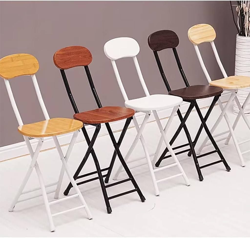 Portable Folding Stool,Folding Bar Stool with Back Support & Footrest,Counter Height Folding Chairs with Padded Seat,330lb Capacity Foldable Stool for Adults, Pink