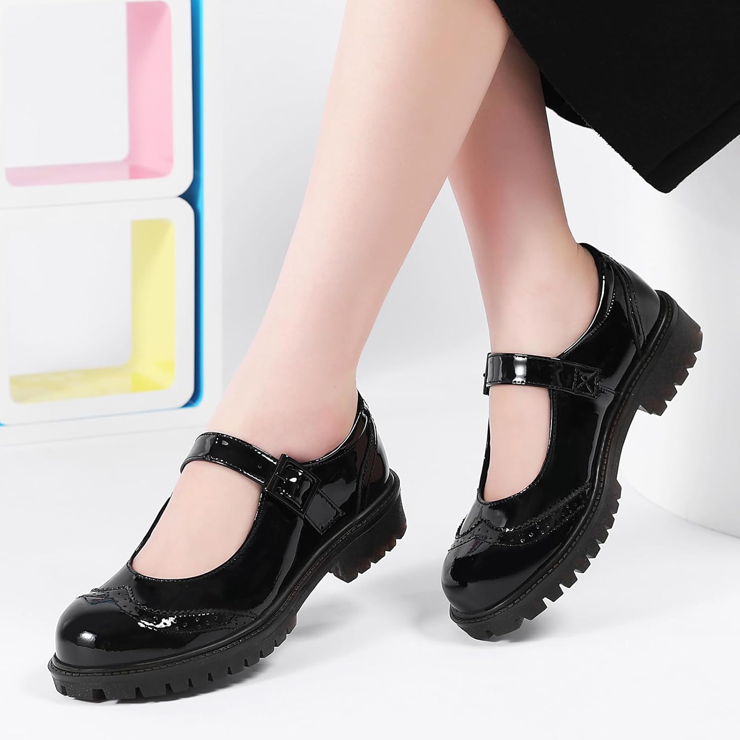 Mary Jane Shoes Women Black Platform Mary Janes for Womens Flats Non Slip Loafers School Office Dressy Casual Work Shoes - Image 3