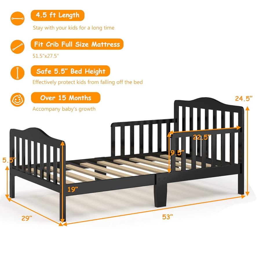 HONEY JOY Twin Bed Frames For Kids, Toddler Wooden Twin Bed Platform W/Headboard & Slat Base, No Box Spring Needed, Children Bedroom Furniture For Boys Girls, Fits Standard Twin Mattress, Strawberry