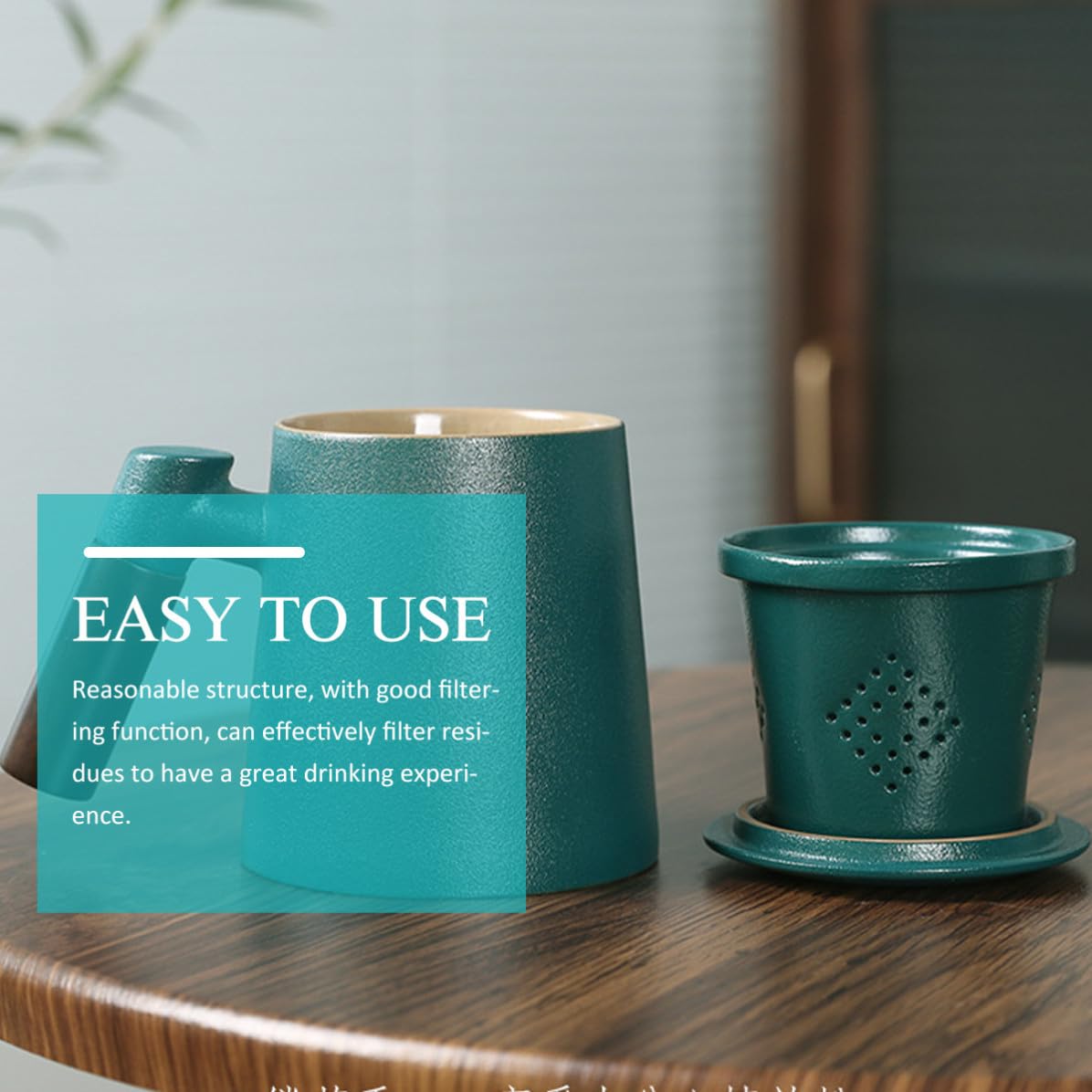 Taza de Té Infusor de Cerámica 400ml Verde, 1 Juego