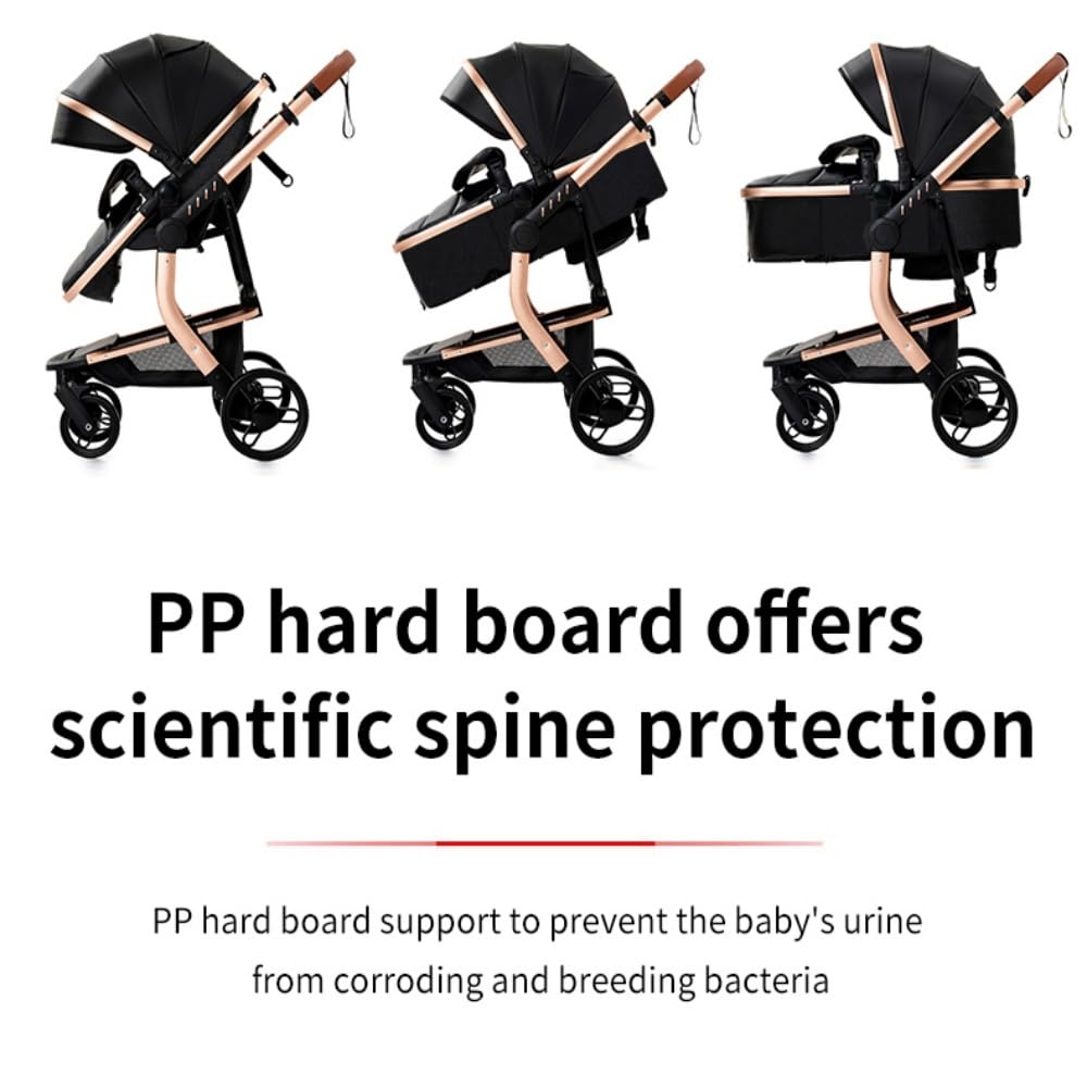 3 in 1 Kinderwagen HG-Blau, höhenverstellbar, Hochsicht | Praktisches Komplettset mit Muttertasche und Babytrage. platzsparend faltbar für komfortable Ausflüge.