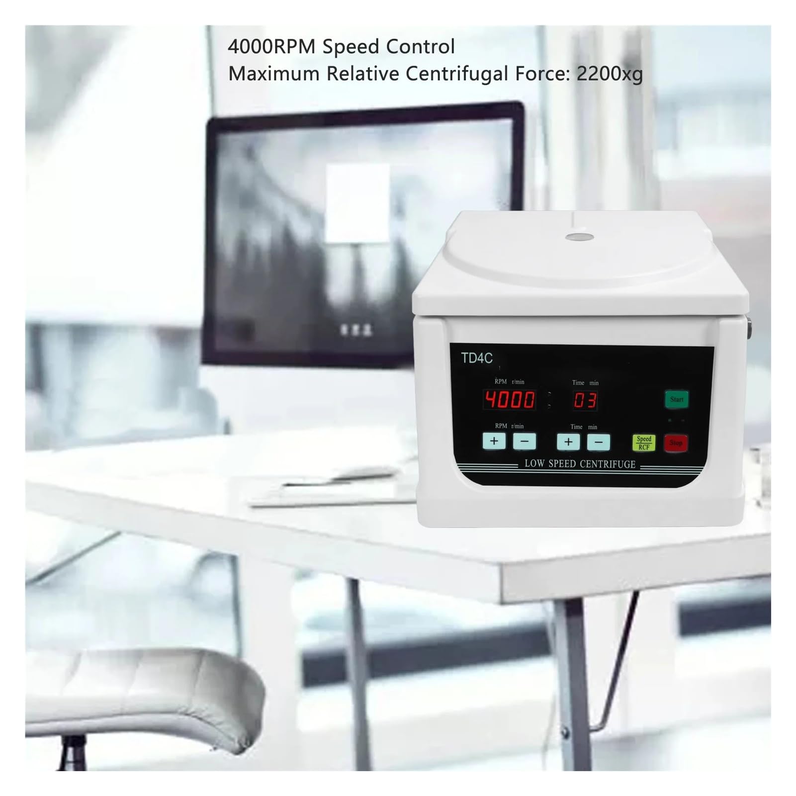 Centrífuga de sobremesa de laboratorio con pantalla LCD, 2200 x g, 4000 r/min, temporizador Control de velocidad